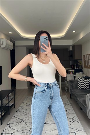 Ekru Fitilli Bodysuit