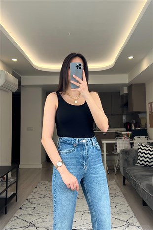 Siyah Fitilli Bodysuit