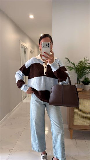 Bolpe Bebe Mavi Kahve Polo Yaka Triko