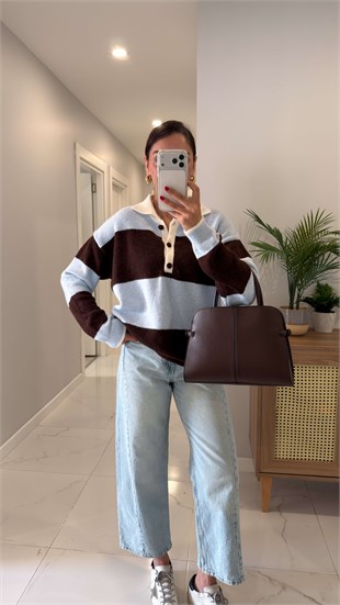 Bolpe Bebe Mavi Kahve Polo Yaka Triko