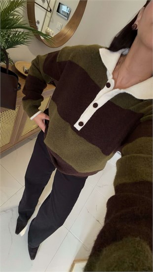 Bolpe Haki Kahve Polo Yaka Triko
