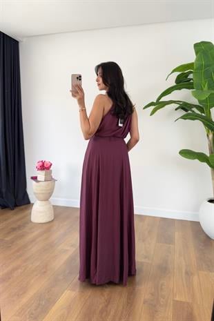 Bonita Bordo Boncuk Askılı Etek Astarlı Bluz Takım