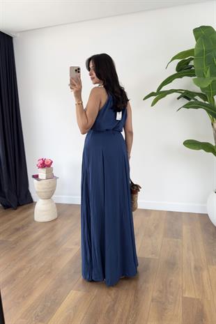 Bonita İndigo Boncuk Askılı Etek Astarlı Bluz Takım