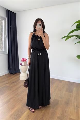 Bonita Siyah Boncuk Askılı Etek Astarlı Bluz Takım