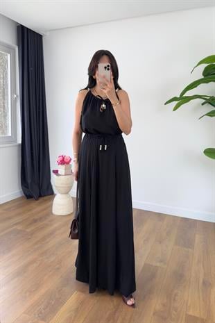 Bonita Siyah Boncuk Askılı Etek Astarlı Bluz Takım
