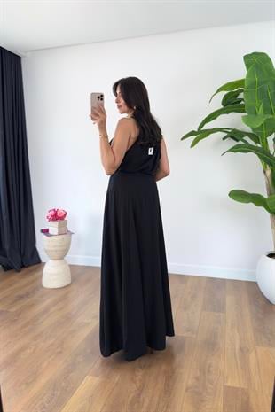 Bonita Siyah Boncuk Askılı Etek Astarlı Bluz Takım