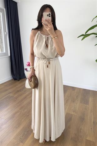 Bonita Taş Boncuk Askılı Etek Astarlı Bluz Takım