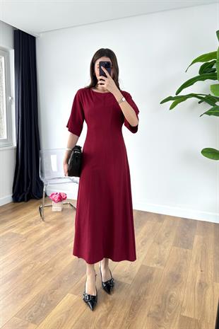 Botiga Bordo Midi Boy Elbise