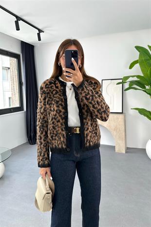 Ferguso Leopar Desenli Hırka