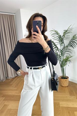 Leyly Siyah Madonna Yaka Bodysuit