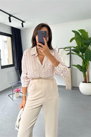 Cennes Lila Desenli Gömlek