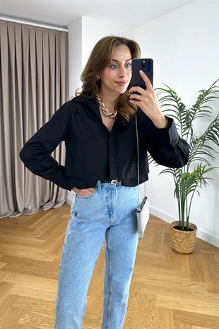 Vivalde Siyah Poplin Gömlek