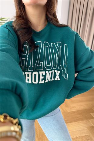 Zümrüt Yeşili Arizona İşlemeli Sweatshirt