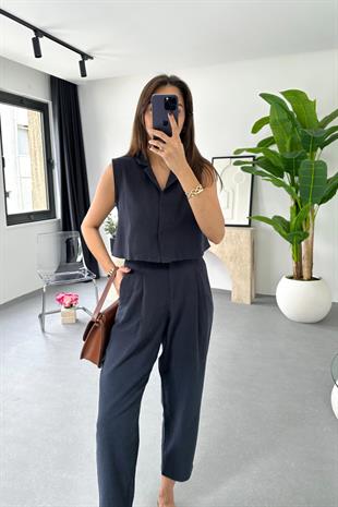 Pose Lacivert Yelek Pantolon Takım