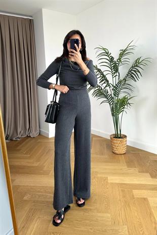 Folena Antrasit Bluz Pantolon Takım