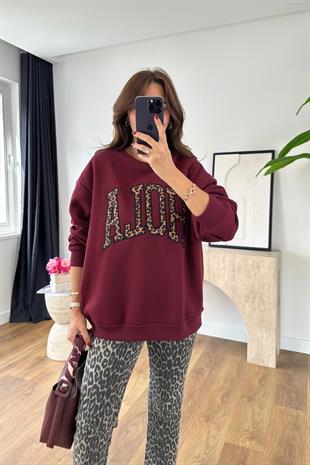 Cesila Bordo Yazı Detaylı Oversize Sweatshirt