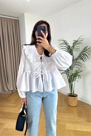 Sento Beyaz Yaka Detaylı Bluz