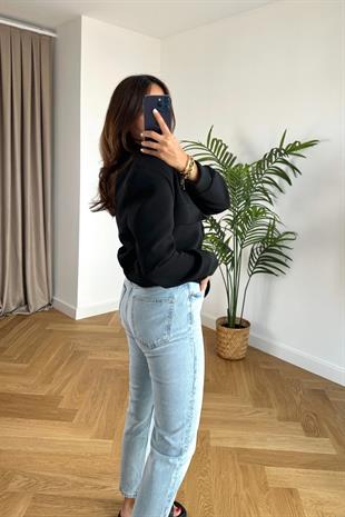 Siyah Geniş Cepli Bomber Ceket
