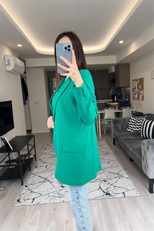 Yeşil Düğmeli Oversize Blazer