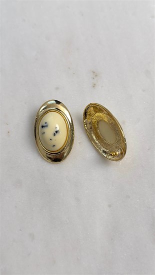 Çelik Bej Oval Küpe