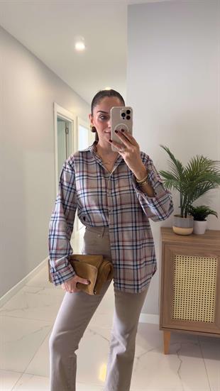 Cesyy Bej Lacivert Oduncu Gömlek