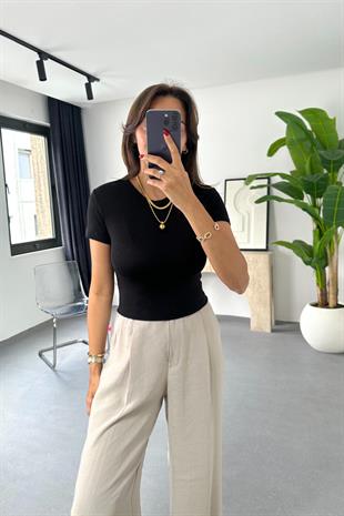 ZR Siyah Basic Crop Tişört