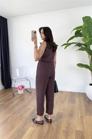 Chakra Mürdüm Bluz Pantolon Tensel Takım