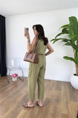 Chakra Olive Bluz Pantolon Tensel Takım