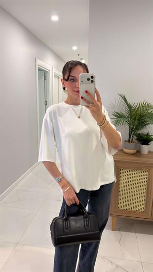 Chesica Beyaz Modal Basic Tişört