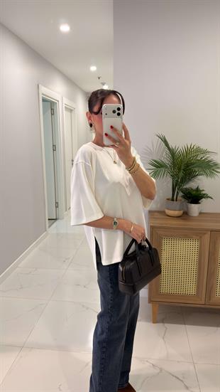 Chesica Beyaz Modal Basic Tişört