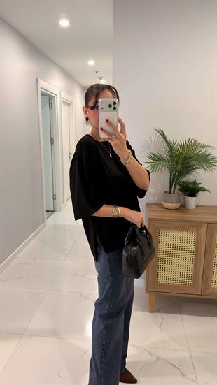 Chesica Siyah Modal Basic Tişört
