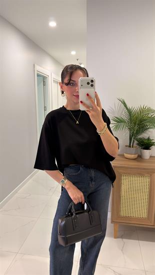 Chesica Siyah Modal Basic Tişört