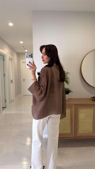 Chessa Kahve Uçuşan Pelerin Bluz