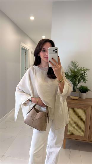 Chessa Taş Uçuşan Pelerin Bluz