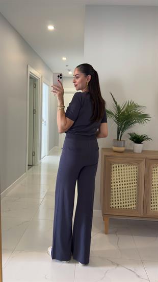 Chone Antrasit Kısa Kol Triko Pantolon Takım