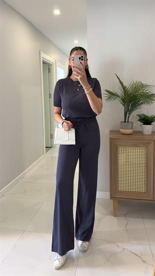 Chone Antrasit Kısa Kol Triko Pantolon Takım