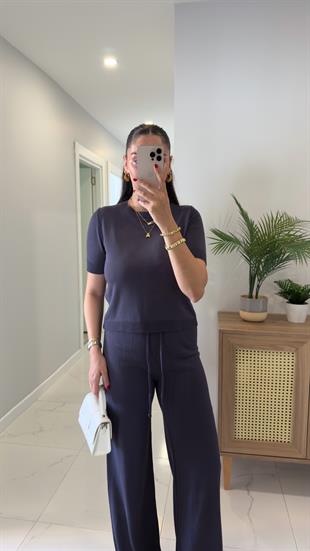 Chone Antrasit Kısa Kol Triko Pantolon Takım