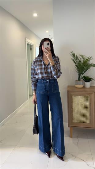 Clary Mavi Önü Cep Detaylı Straight Jean