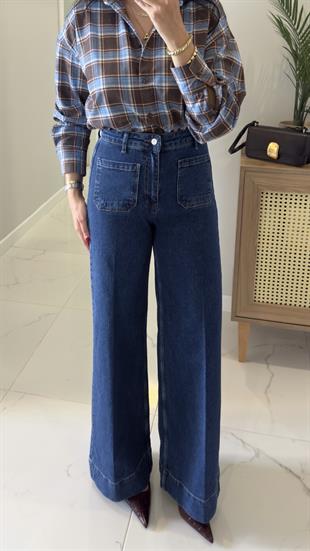 Clary Mavi Önü Cep Detaylı Straight Jean