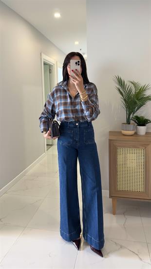 Clary Mavi Önü Cep Detaylı Straight Jean