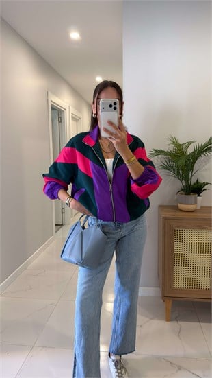 Çok Renkli 80s Vintage Astarlı Premium Ceket