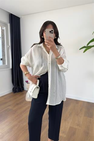 Colyy Ekru Transparan Gömlek