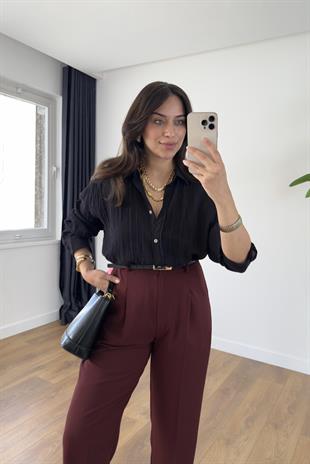 Colyy Siyah Transparan Gömlek