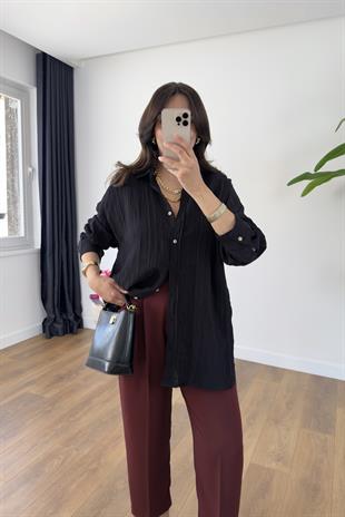 Colyy Siyah Transparan Gömlek