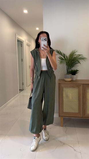 Corch Haki Yelek Pantolon Takım