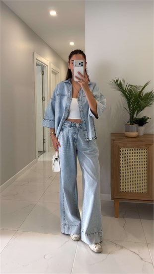 Cose Mavi Denim Gömlek Pantolon Takım