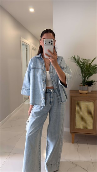 Cose Mavi Denim Gömlek Pantolon Takım