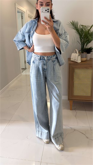 Cose Mavi Denim Gömlek Pantolon Takım