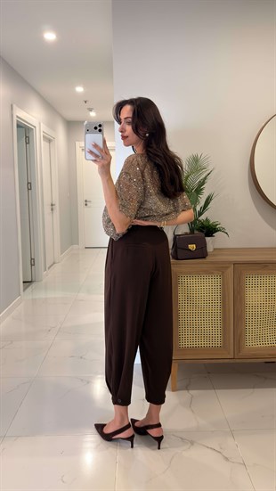 Cowers Kahve Düğme Detaylı Pantolon