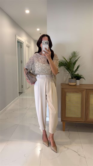 Cowers Taş Düğme Detaylı Pantolon